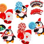 Whaline 100 Pcs Christmas Lollipop Cards Santa Claus Sugar-Loaf Candy Holder Chocolate Paper Card Xmas Package Party Birthday Wedding Decor(Not included Lollipop)