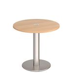 Mr Office Monza circular dining table 800mm in beech with central circular cutout and Ion power module bundle, White