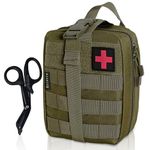 Krisvie First Aid Molle Pouch EMT Pouch Detachable Tactical Medical Bag for Outdoor Activities with Shear (Green)