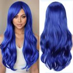 Colorfulpanda 28inch 70cm Long Blue Wavy Curly Full Wavy Hair Wig Anime Cosplay Halloween Costume Halloween Party Synthetic Wigs for Women