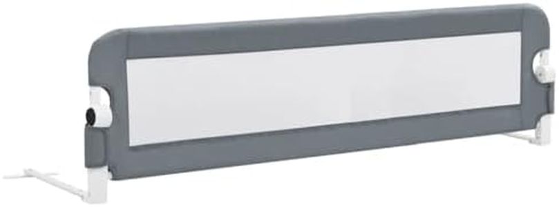 vidaXL Grey Toddler Safety Bed Rail - 150x42 cm, Polyester, Lightweight and Durable, for Children Aged 18 Months to 5 Years