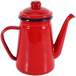 JMAHM Tea Pot Enamel Coffee Pot 1L Water Pot Used for Coffee Tea Milk Oil Induction Cooker Gas Stove Universal (Red)