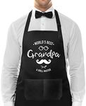 Moanlor Art Funny Mens Apron with Pockets for Grilling BBQ Cooking,Birthday Gifts for Men Dad Grandpa Friends, Black, Plus Size