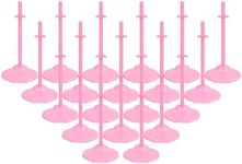 HMIEPRS Doll Stands, Doll Stands Display Holder with Adjustable Waist Clip, Pink Doll Support Stand for 11 to 13 Inch Dolls Action Figure Stand Doll Accessories (20PCS)