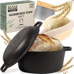 Chefarone Cast Iron Pot 2-in-1 with Proofing Basket and Dough Scraper. Bread Baking Mould with Lid, 4.6 Litres, Roasting Dish with Lid, Oven Safe, Cast Iron Pot, Bread Baking at Home, Cast Iron Pan
