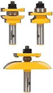 YONICO Raised Panel Cabinet Door Rail and Stile Router Bits Set 3 Bit Round Over 1/2-Inch Shank 12343