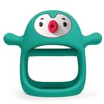 PLAYLO Never Drop Penguin Teether - Bpa-Free Silicone Baby Teether Toy, Perfect Teething Toy For Babies 3-6 Months, 6-12 Months, Easy-Grip Sensory Teething Relief Toys (Pine Green) - Baby, Infant