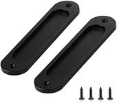 ZGWANSUI 2 Pack Barn Door Handles 6 Inch, Sliding Barn Door Pull Handle, Recessed Door Finger Pull, Rustic Flush Barn Door Handle, Round Corner for Closet Drawer Cabinet Cupboard, Black