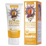 Premium Tattoo Care Sunscreen - Defend Tattoo Sunscreen SPF 30+ Tattoo Sun Protection - UVA/UVB Sun Rays Protection, Tattoo Aftercare Sunscreen Lotion - Tattoo Fade Protection, Water Resistant, 60ml