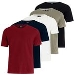 Kandor Mens t Shirt – Packs of 5, t Shirts for Men UK Clothing, Multipack Crew Neck t Shirt Tops, Plain 100% Cotton tee Shirts Pack, Quality Gym Work Men’s t-Shirts(M,Dovar-Set 2)