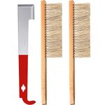 Mudder Bee Hive Tool Stainless Steel J Hook Frame Lifter and Scraper, 2 Pieces Beehive Brushes Beekeeping Tools for Beekeepers