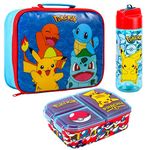 Pokémon Kids Childrens Lunch Box Set – Insulated Lunch Bag, Multicompartment Lunch Box & 540ml Water Bottle - School Travel Lunch Food Set, BPA Free