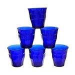 Duralex Picardie Glass Tumblers 250ml Saphir Blue, Set of 6 Deep Blue Glasses | Shock and Temperature Resistant