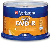 Verbatim DVD-R Blank Discs AZO Dye 4.7GB 16X Recordable Disc - 50 Pack Spindle,Silver