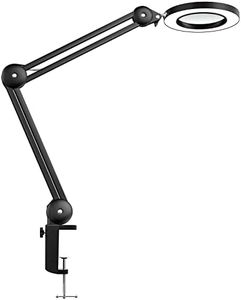 Beyamz - Lampe loupe à LED, Lampe de Bureau Robuste, Lentille en Verre 125 mm 5 dioptries avec 3 lumières à intensité Variable en Mode Couleur