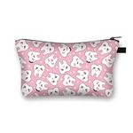 Teeth Makeup Bags for Women, YOUYA DENTAL Cute Travel Waterproof Cosmetic Pouch Adorable Teeth Pattern Roomy Portable Toiletry Bag Accessories Organizer Teeth Gift for Women Girls Dentist Teacher