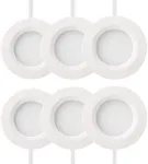 GETINLIGHT 2.75" Wide 3000K Dimmable LED Puck Lights Kit, Plug-in Installation with recessed or Surface Mounted, White Finished, Set of 6, IN-0102-6-WH