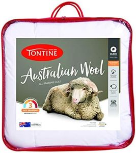 Tontine Australian Wool Quilt, King, All Seasons Warmth, Mediu Weight, Natural Cotton Cover, Dry Clean, Australian Made