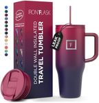 IRON °FLASK Co-Pilot 32 oz Insulated Tumbler w/Straw & Flip Cap Lids - Cup Holder Bottle for Hot, Cold Drink - Leak-Proof- Water, Coffee Portable Travel Mug - Mothers Day Gifts - Dark Rainbow