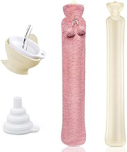 Bolsa de Agua Caliente Extra Larga,73 cm Botellas de Agua Caliente con Suave Felpa Funda Y Embudo Plegable,Hot Water Bottle Capacidad 2 Litros,No hay fugas,Perfecto para Noches Frías de Invierno,Rosa