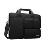 MOSISO Laptop Shoulder Messenger Bag Compatible with MacBook Pro 16 inch 2023-2019 M2 A2780 M1 A2485 A2141,15-15.6 inch Notebook,Polyester Briefcase Sleeve with 4 Front Zipper Pockets & Belt,Black