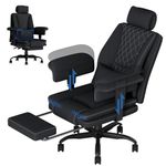 Submi Heavy Duty Office Chair 200KG, Big and Tall Desk Chair, Executive Ergonomic Office Chair with Footrest & Lumbar Support, High Back Computer Gaming Chair with Storage Gag, Liftable Armrest, Black