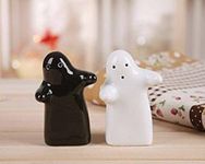 LOOKS FIRST Handpainted Ceramic Salt and Pepper Shakers Set (Set of 2, 80 ML) - Decorative Salt and Pepper Set for Dining Table Salt and Pepper Dispenser Salt Pepper Sprinkler Set (White, Black)