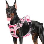 SlowTon No Pull Dog Harness, Heavy Duty No Choke Pet Harness with 2 Leash Clips and Easy Control Vertical Handle, Adjustable Soft Padded Dog Vest for Small, Medium and Large Dogs(Pink Camouflage,XL)