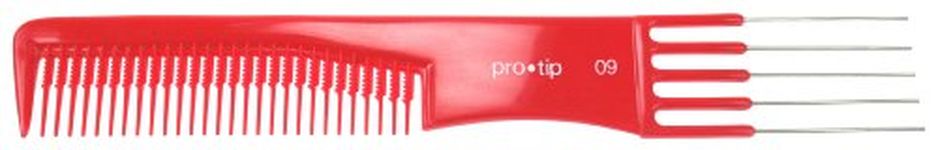 Pro Tip Hairdressing Lifter Comb with 5 Metal Pins PTC09 190mm - RED