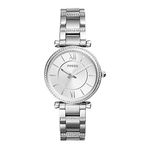 Fossil Watch for Women Carlie, Quartz Movement, 35 mm Silver Stainless Steel Case with a Stainless Steel Strap, ES4341