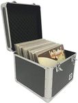 Classic Acts Vinyl Record Album Storage Case - Aluminum Lp Record Player Crates for Records (Holds 75 Records)