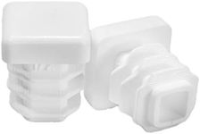 Prescott Plastics 1/2" - 0.5" Square Plastic Hole Plugs, Inserts, White End Caps for Metal Tubing, Fences, Glide Protection from Chair Legs and Furniture (10 Pack)