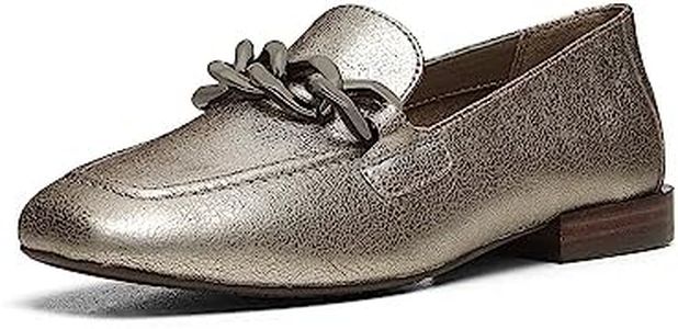 Donald Pliner Women's Bethany Distressed Metallic Loafer, Light Taupe, 10 US