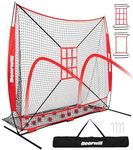 Bearwill Baseball Net, 7x7ft Baseball Softball Practice Net with Large Ball Collection System, Batting Net Pitching Net with 2 Strike Zone, Carry Bag, Baseball nets for Batting and Pitching, Hitting