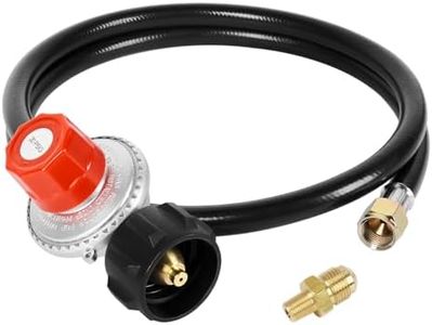 SHINESTAR 0-20 PSI Adjustable Propane Regulator with Hose(4FT), High Pressure Propane Regulator for Turkey Fryer, Propane Burner, Fire Pit, Gas Grill, 1/8" x 3/8" Orifice Connector Included