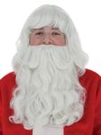 Smiffys Santa Wig and Beard Set, White 38cm / 15in, Deluxe, Christmas Fancy Dress Accessory, Santa Dress Up Cosmetics & Disguises.