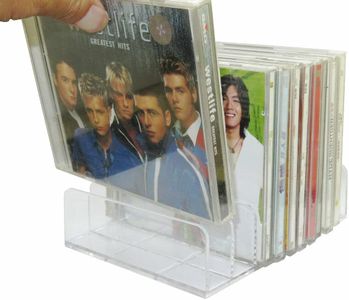 DVD Storage Box - Clear Acrylic - Stackable DVD and CD Holder, CD Display Rack CD Organizer Stand - Holds up to 14 Standard CD Cases for Media Shelf Storage and Organization - No DVD