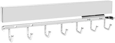 Rev-A-Shelf Sidelines 14" Pull Out Sliding Deluxe Belt, Scarf, Tie Accessory Organization Rack Holder Hanger with 7 Hooks, Chrome, CBRSL-14CR-1