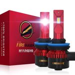Firehawk 2026 New H11/H8/H9/H16 LED Headlight Bulbs 50000LM Japanese Chips, 700% Brighter, 6000K Cool White, All-in-One Wireless Halogen Replacement Conversion Kit, Pack of 2