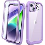 Diaclara Designed for iPhone 14 Case, Full Body Rugged Case with Built-in Touch Sensitive Anti-Scratch Screen Protector, with Camera Lens Protector for iPhone 14 6.1" (Peri Purple)