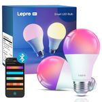 Lepro B1 AI Smart Bulb E27, Bluetooth Colour Changing Bulbs, Music Sync Smart Screw Bulb, LLM AI Generated Lighting, Built-in Voice Control Via App, 806lm, RGBCCT Dimmable LED Bulb, 2 Packs