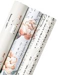 RUSPEPA Wedding Wrapping Paper Roll - Mini Roll - 43.2 cm X 3.05 m Per roll - 3 Different Silver Design (42.5 sq.ft.ttl)