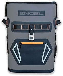 Engel BP25-Orange 25 Quart Roll-Top High Performance Backpack Cooler Dark Gray/Orange