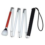 7-section aluminum blind cane,reflective red and white,folding walking stick for blind people,white cane for visually impaired people (black handle, 125cm (49.2inch))