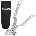 Bizarre.ly Stainless Steel Long Handled Toenail Clipper with Case - 9.9cm - 360 Degree Rotating Swivel Head - Sharp Heavy Duty Clipper for Thick Nails - Fingernail & Toenail Cutter for Men & Women