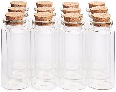 Danmu 30ml 1.18" x 2.75" Mini/ Tiny Glass Jars with Wood Cork Stoppers, Wishing/ Message Bottle for Halloween Decorations, Wedding/ Baby Shower Favors(12Pcs)