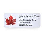 LUXTERIC Set of 180 Self Adhesive Personalized Canadian Maple Leaf Return Address Labels, Water Colour Style, Recycled Paper Labels, Custom Labels for Postage, 2.625" by 1"