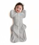 Love To Dream Swaddle UP, Baby Sleeping Bag, Fabric for Moderate Temp (20-24°C), Arms Up Position, Baby Essentials for Newborn, Hip-Healthy, Twin Zipper for Easy Nappy changes, Small (3.5-6kg), Grey