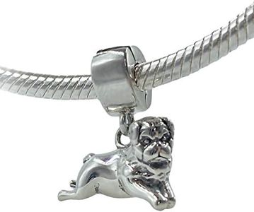 Bolenvi Pug Puggle Mastiff Dog 925 Sterling Silver Clip-On Dangle Pendant X Charm Bead for Pandora & Similar Charm Bracelets or Necklaces