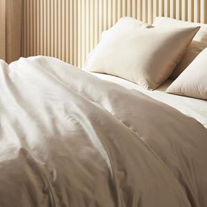 Brooklinen Luxury Percale Sheet Set - 4 Piece 100% Cotton Bed Sheets - 1 Fitted & 1 Flat Sheet, 2 Pillowcases - Cotton Percale Sheets for Hot Sleepers (Queen Size, Beige)